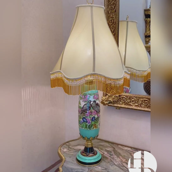 HomeDor × FH&Home | Chinoiserie Floral Birdy Turquoise Table Lamp