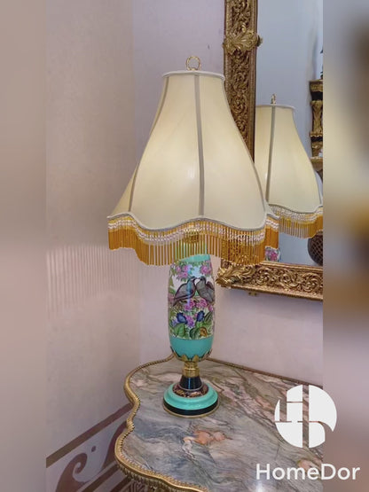 HomeDor × FH&Home | Chinoiserie Floral Birdy Turquoise Table Lamp