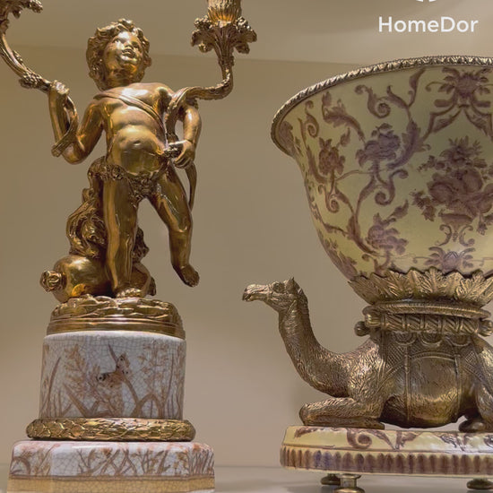 Decorative Camel-Stand Floral Motif Bowl for console or coffee tables.