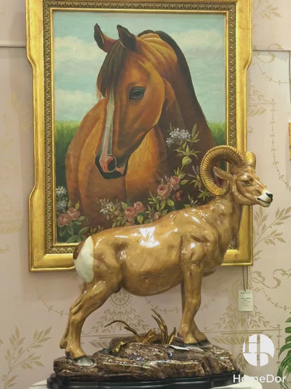 HomeDor Hand-Painted Horse Portrait Wall Art with Copper Lace Accents