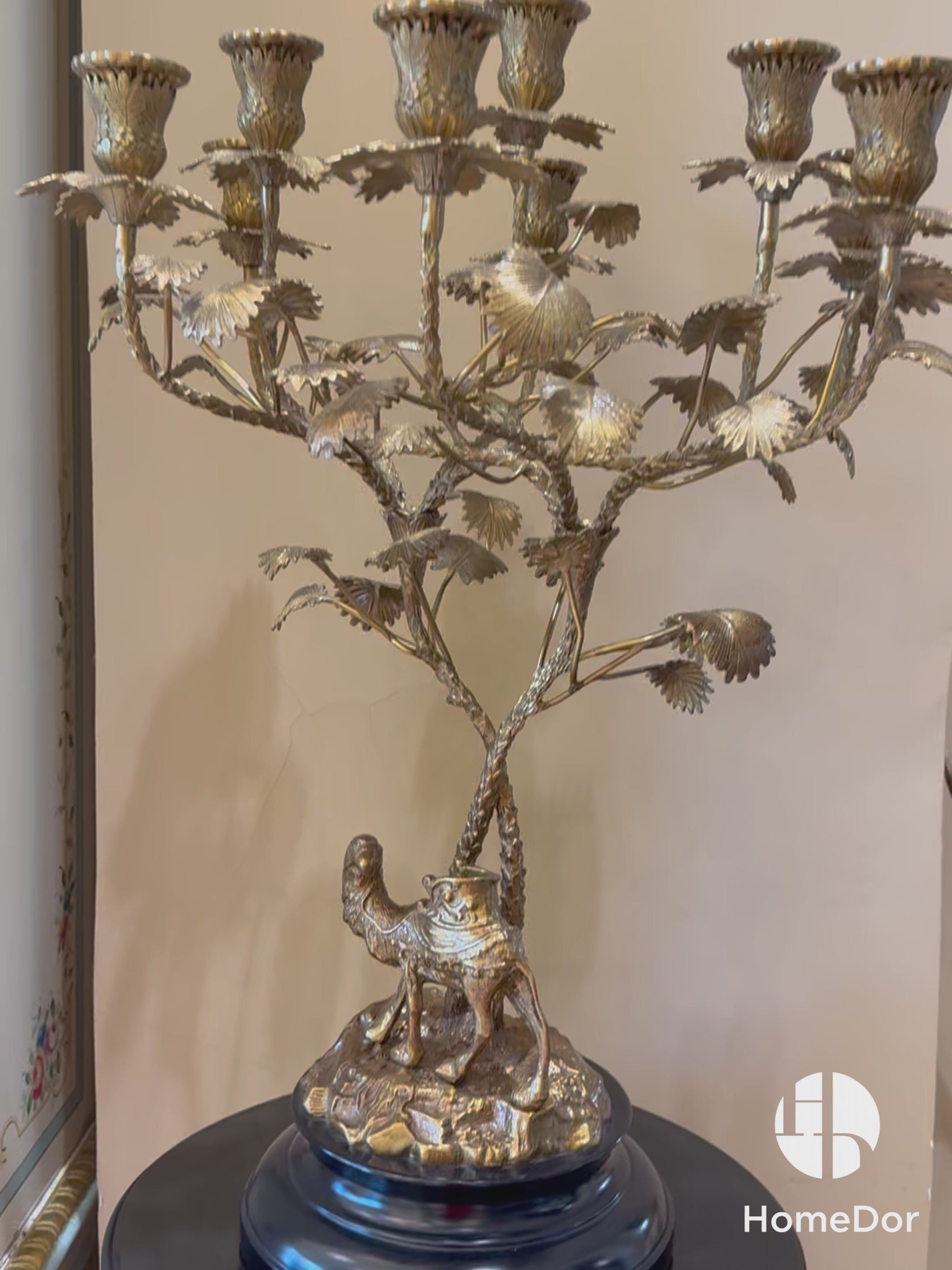 HomeDor × FH&Home | Exquisite Arabian-inspired Copper Camel-based Candle Holder with Ornate Branches