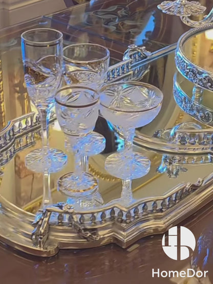 HomeDor  Luxury Silver-Plated Copper Mirror Tray