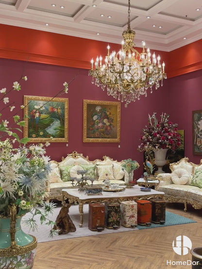 HomeDor Crackle Texture White Base Bird & Blossom Accent Trash Bin