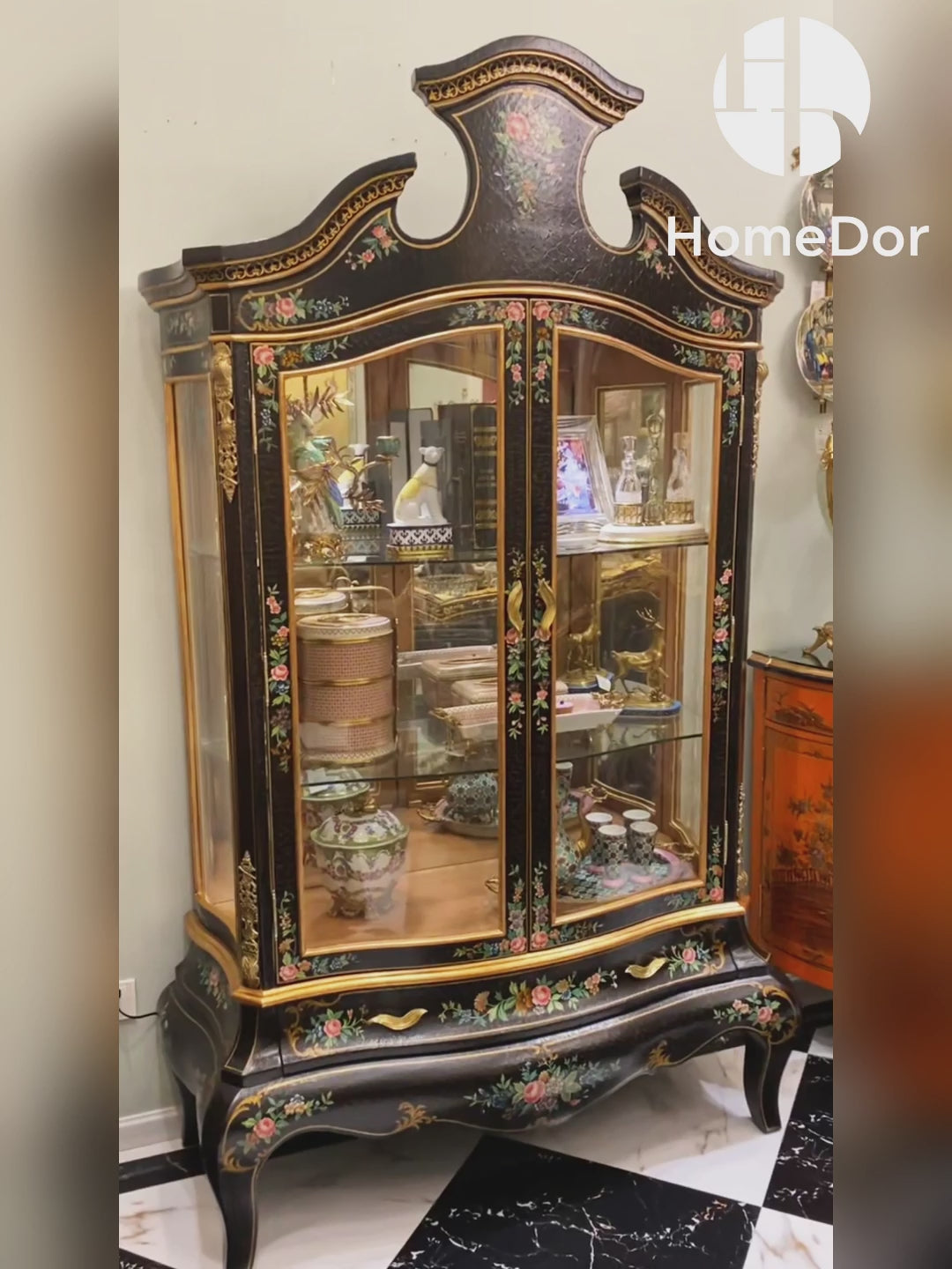HomeDor × FH&Home | Rococo Craquelure Roses Series Display Cabinet