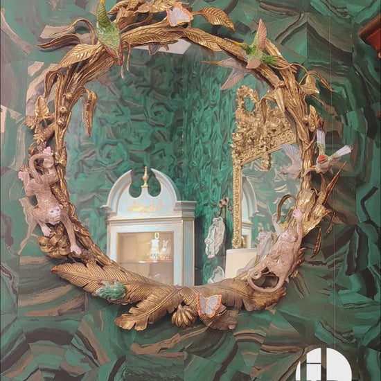 HomeDor × FH&Home | Exquisite Banana Tree Inspired Circular Mirror With Wildlife Embellishments4