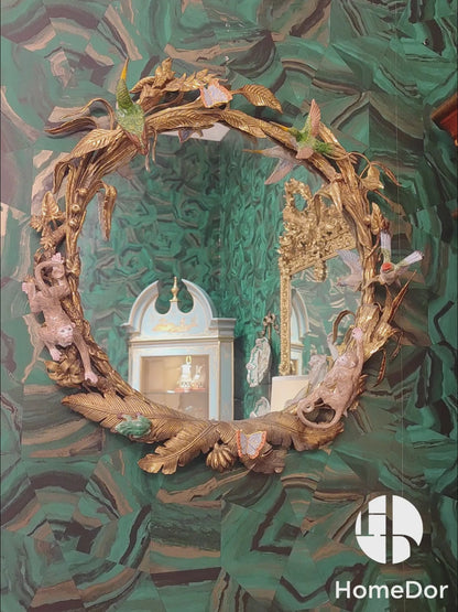 HomeDor × FH&Home | Exquisite Banana Tree Inspired Circular Mirror With Wildlife Embellishments4