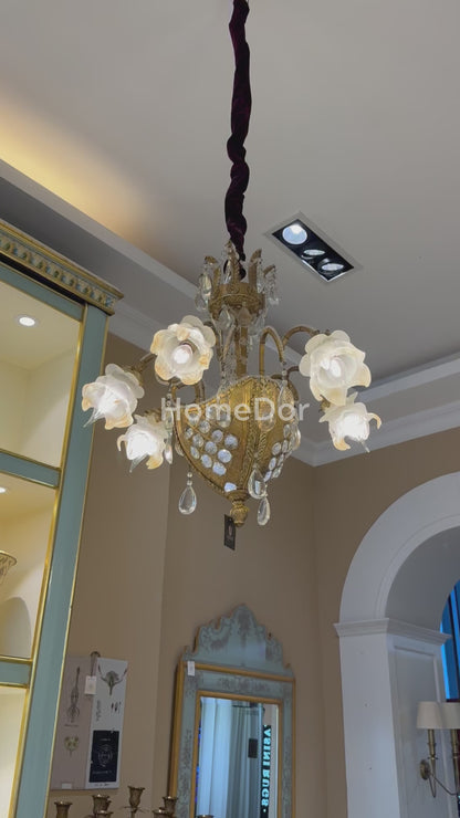 HomeDor × FH&Home | Baroque Floral Glass Crystal Chandelier