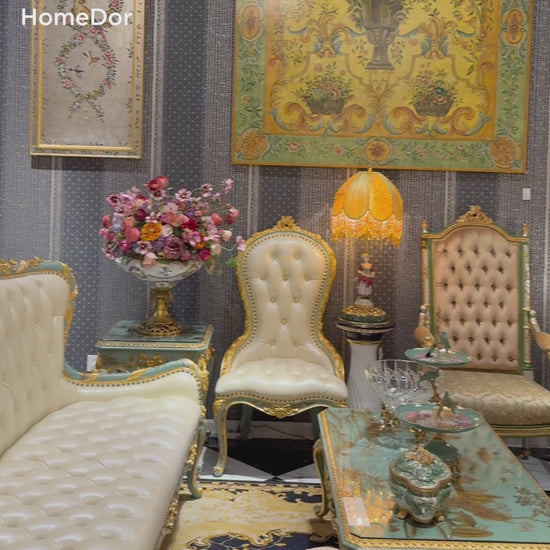 HomeDor × FH&Home | Marlene Series Classic French-Style Tufted Leather Accent Chair2