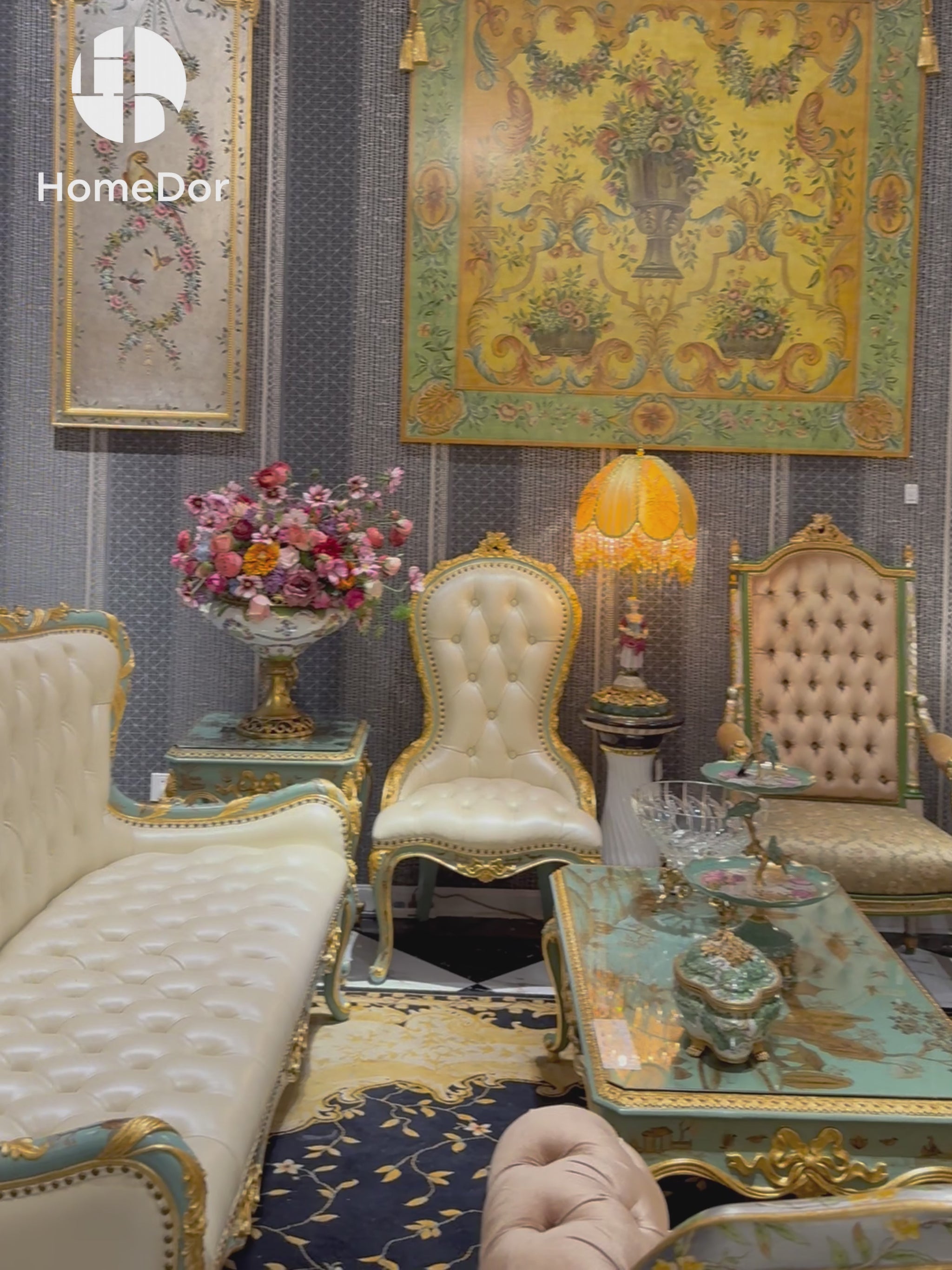 HomeDor × FH&Home | Marlene Series Classic French-Style Tufted Leather Accent Chair2