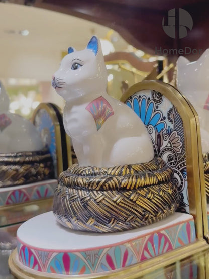 HomeDor Art Deco Painted Cat Bookend