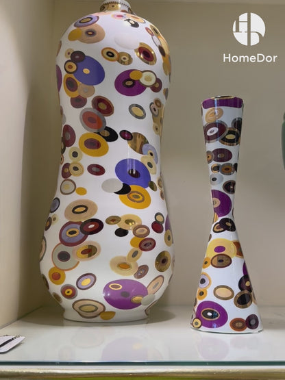 HomeDor × FH&Home | Artistic Multi-Color Ring Motif Vase & Candlestick Set