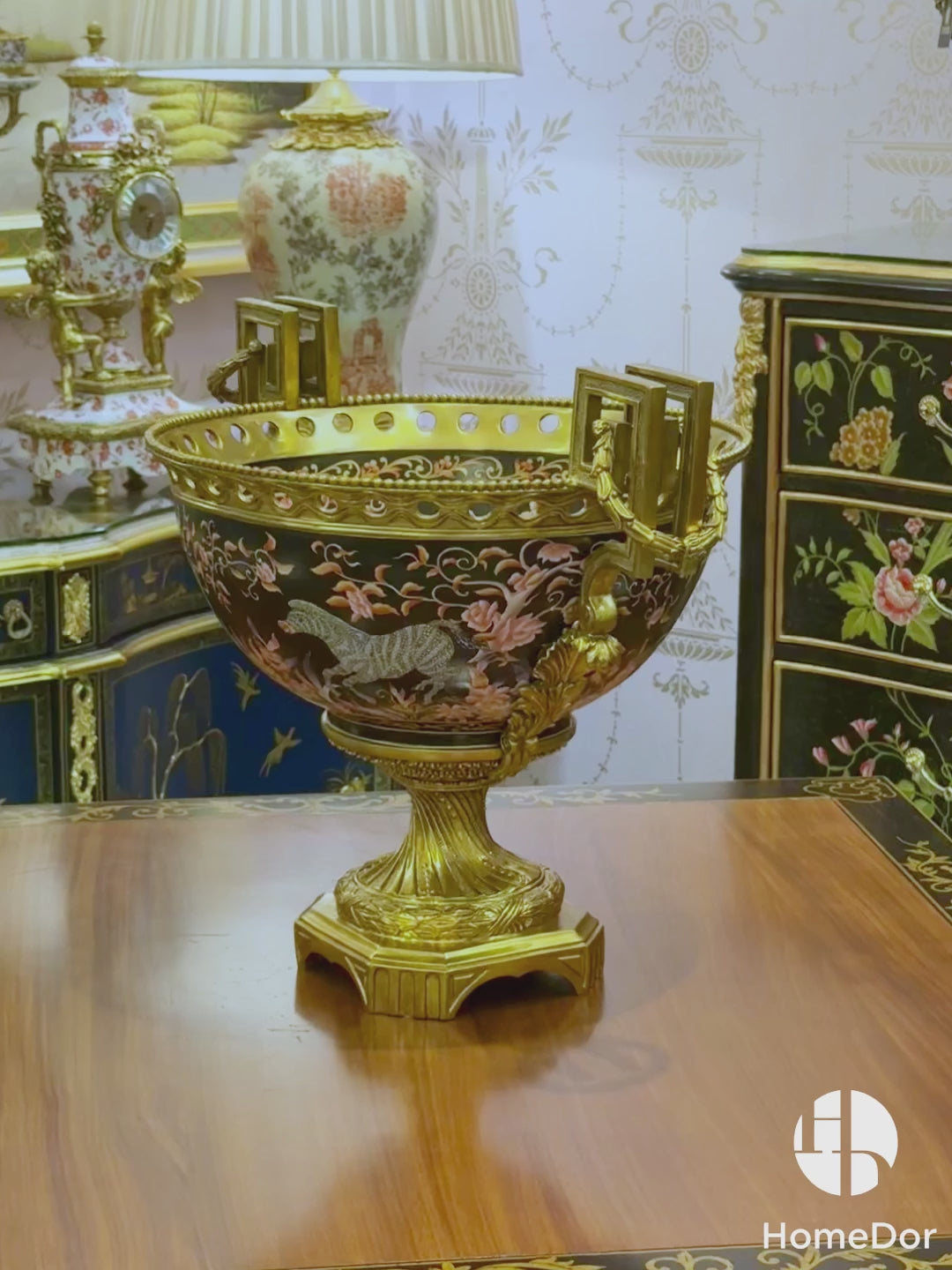 HomeDor Opulent Luxe Black & Gilded Zebra Floral Decor Set6