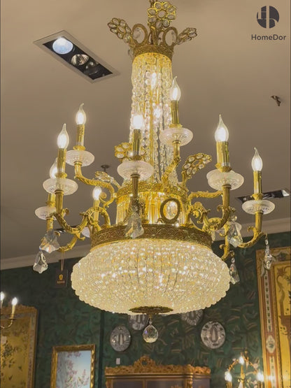 HomeDor × FH&amp;Home | Lámpara de araña de cristal estilo barroco estilo imperio con luz de vela
