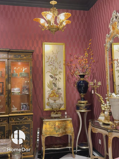 HomeDor Luxury Ornate Gold Frame Fruits Flora Wall Art Set