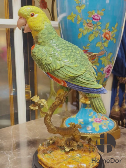 HomeDor Artistic Green Parrot Figurine Table Decor