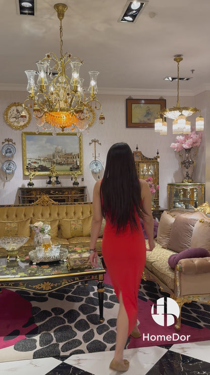 HomeDor × FH&Home |  Misty Rose Series Luxury Golden Velvet Sofa