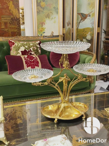 HomeDor Opulent Gilded Angel Crystal Serving Set