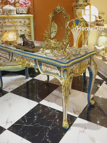 HomeDor Luxury Ornate Baroque Upholstered Writing Chair