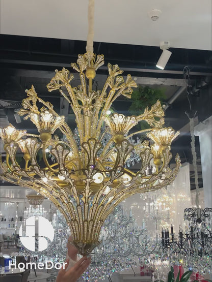 Light Luxury Floral Crystal Chandelier in Gold Finish