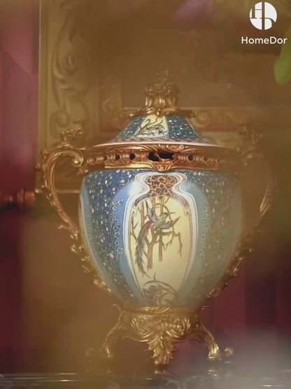 HomeDor × FH&Home | Opulent Azure Palace Blue Avian Floral Decor Set