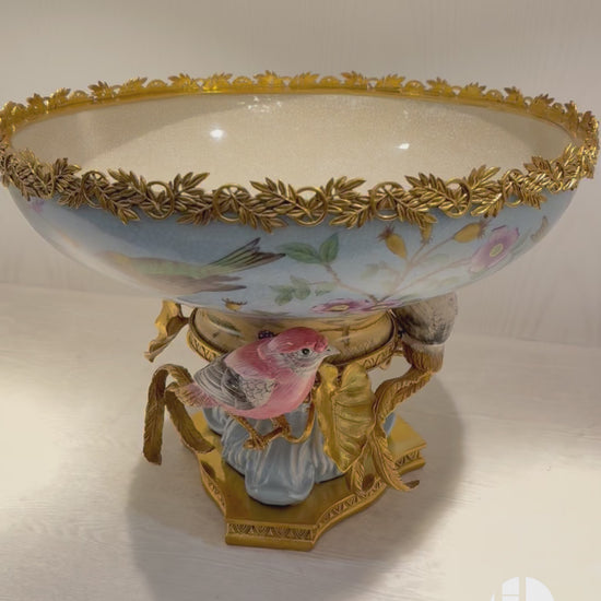 HomeDor × FH&Home | European Palace-Inspired Rococo Style Porcelain Fruit Platter with Birds Accent
