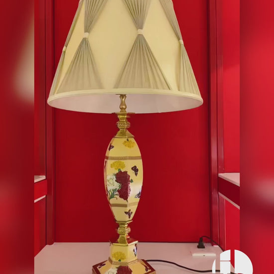 HomeDor × FH&Home | Vintage Floral & Butterfly Ceramic Table Lamp by Regis Dho