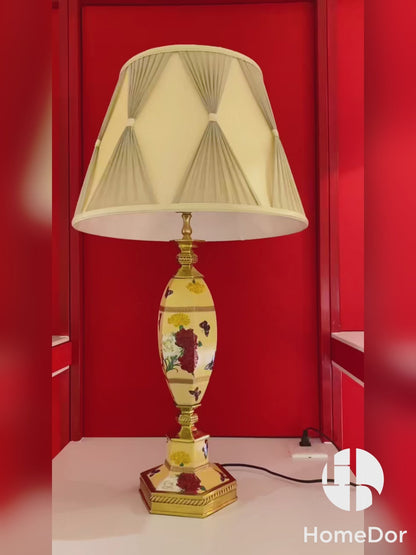 HomeDor × FH&Home | Vintage Floral & Butterfly Ceramic Table Lamp by Regis Dho