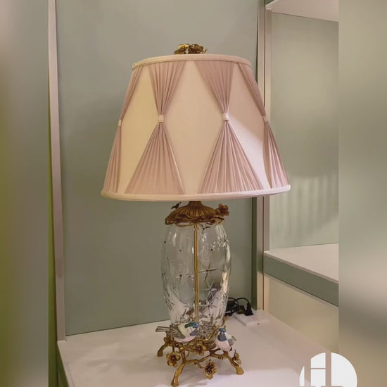HomeDor × FH&Home | Artistic Birdy Filigree Pleat Crystal Table Lamp