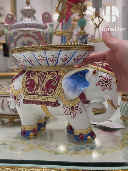HomeDor Exotic Hand Painted Elephant Decorative Bowl