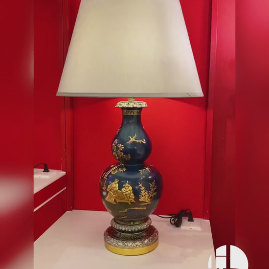 HomeDor × FH&Home | Chinoiserie Navy Blue Gourd-Shaped Table Lamp