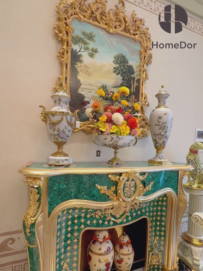 HomeDor Timeless Camellia Motif Gilded Porcelain Set