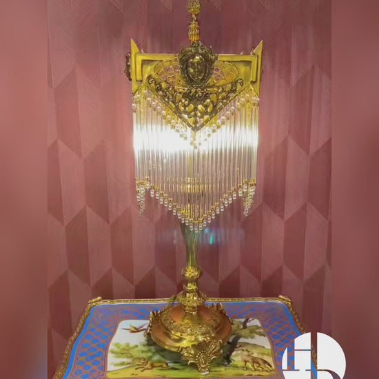 HomeDor × FH&Home | Luxury Art Deco Brass Craftsmanship Crystal Fringe Table Lamp1