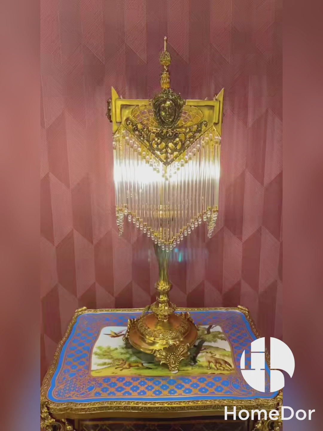 HomeDor × FH&Home | Luxury Art Deco Brass Craftsmanship Crystal Fringe Table Lamp1