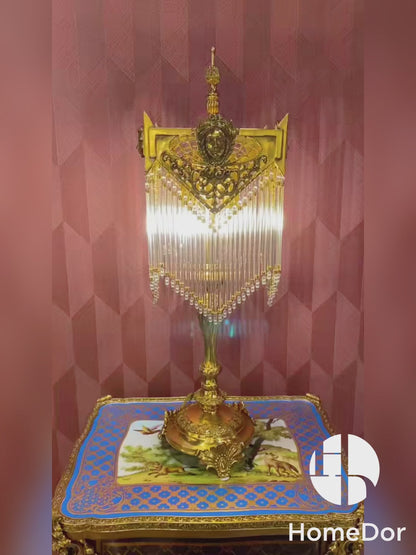 HomeDor × FH&Home | Luxury Art Deco Brass Craftsmanship Crystal Fringe Table Lamp1