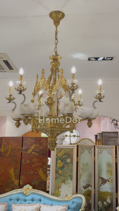 HomeDor × FH&Home | Baroque Elegance Porcelain Swan Chandelier
