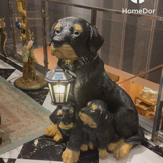  Rottweiler Sculpture Solar-Powered Floor Lamp