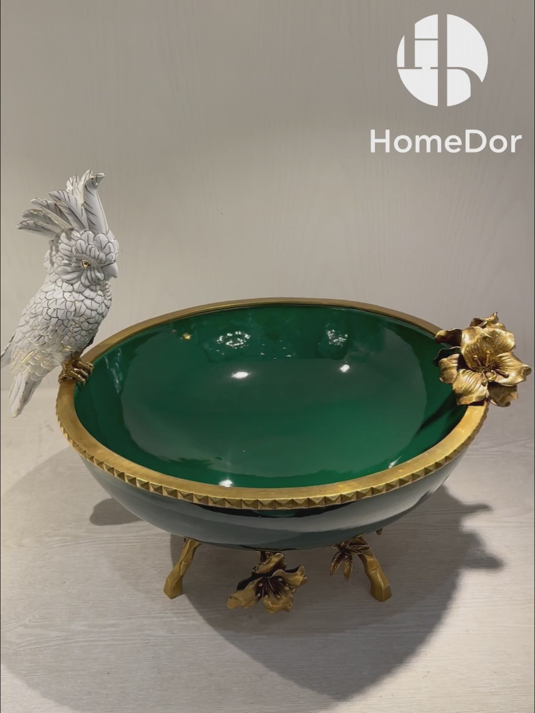 HomeDor × FH&Home | Exquisite Green Porcelain Parrot Fruit Bowl