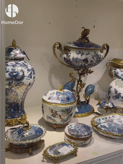 HomeDor × FH&Home | Luxe Baroque Floral & Bird Hand-Painted Porcelain Decor Set III