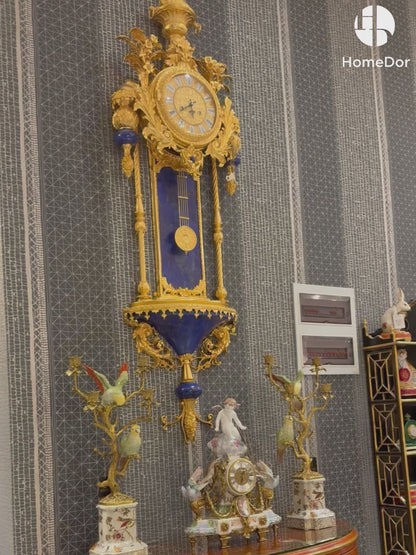 HomeDor Rococo Malachite/Lapis Lazuli Wall Clock