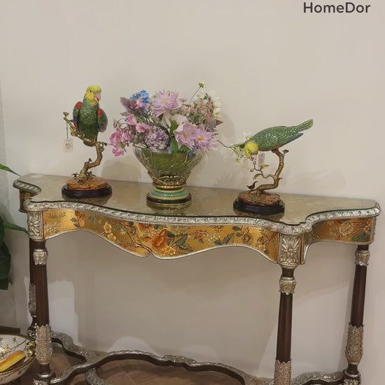 This Artistic Green Parrot Figurine Table Decor is a Mantel decorative display, Bookshelf styling focal point and Entryway console statement piece.
