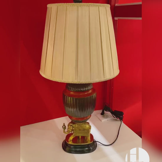 HomeDor × FH&Home | Vintage Elephant Accent Pleated Shade Table Lamp Designed by Regis Dho