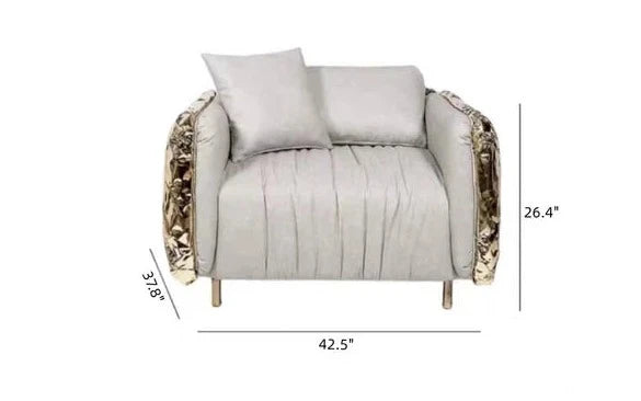 HomeDor Premium Luxury Black Velvet Single Brass Sofa Chair