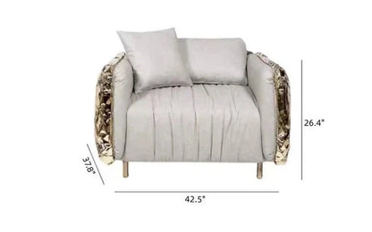 HomeDor Premium Luxury Black Velvet Single Brass Sofa Chair