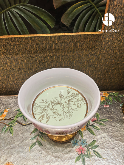  featuring hand painted rose and butterfly porcelain with gilded detailing