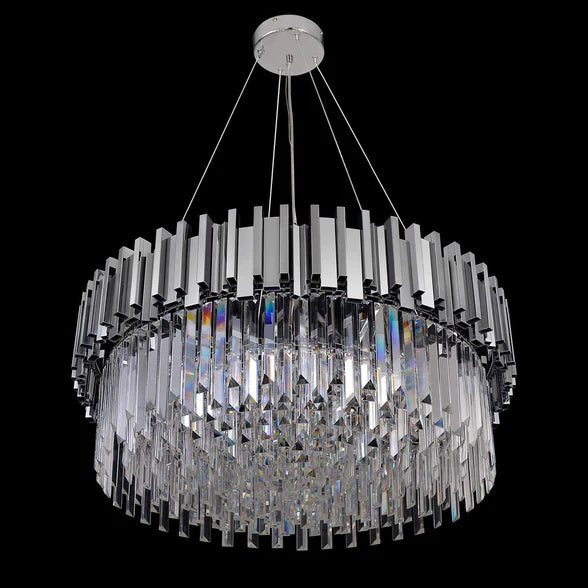Lampadario classico rotondo in cristallo Lohsen con finitura dorata