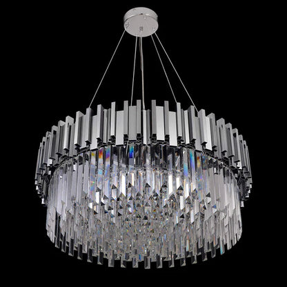 Lampadario classico rotondo in cristallo Lohsen con finitura dorata