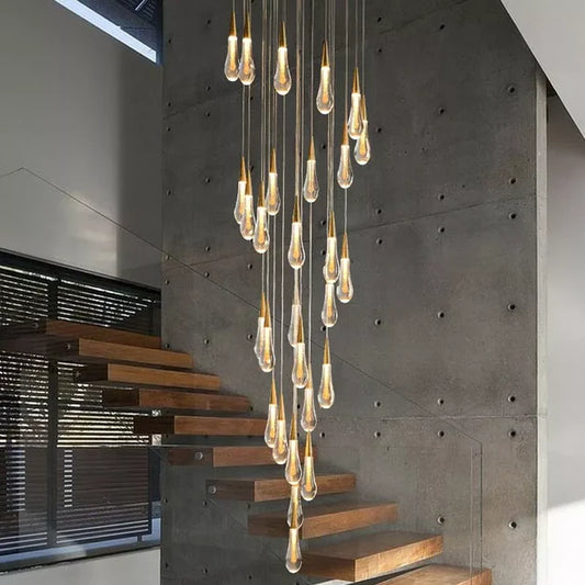 HomeDor Premium Modern Raindrop Crystal Chandelier in gold