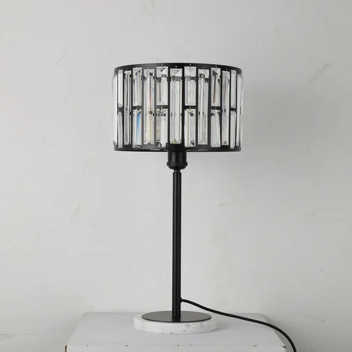 HomeDor Premium Modern Black Finish Round Crystal Table Lamp