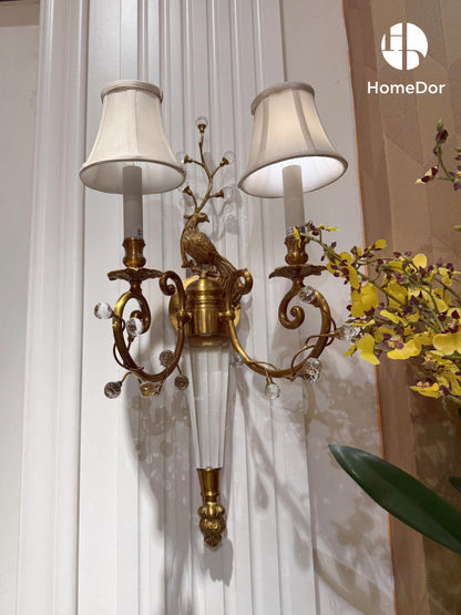 HomeDor × FH&Home | Elegant Peacock Accent 2-Light Wall Sconce