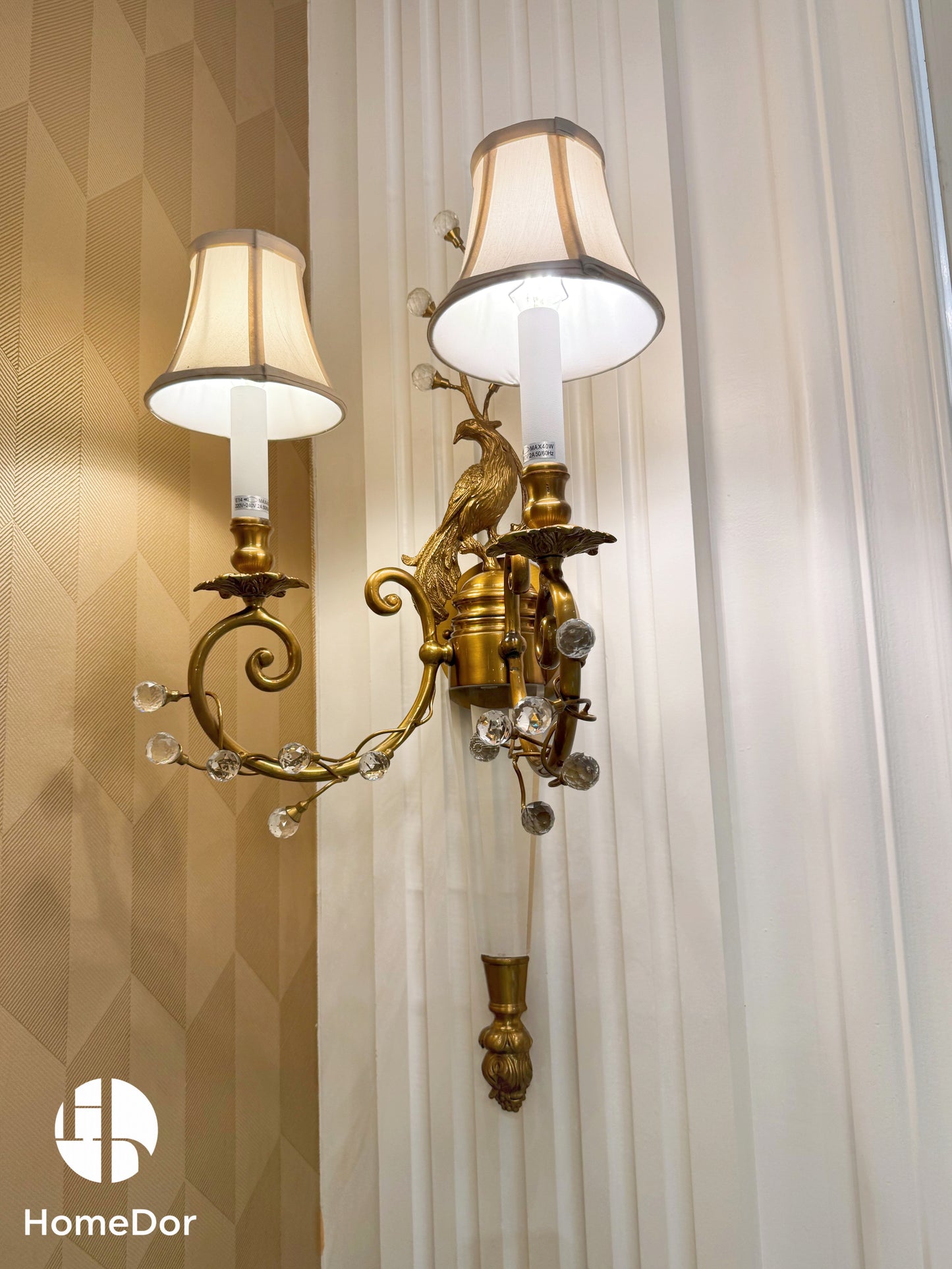 HomeDor × FH&Home | Elegant Peacock Accent 2-Light Wall Sconce